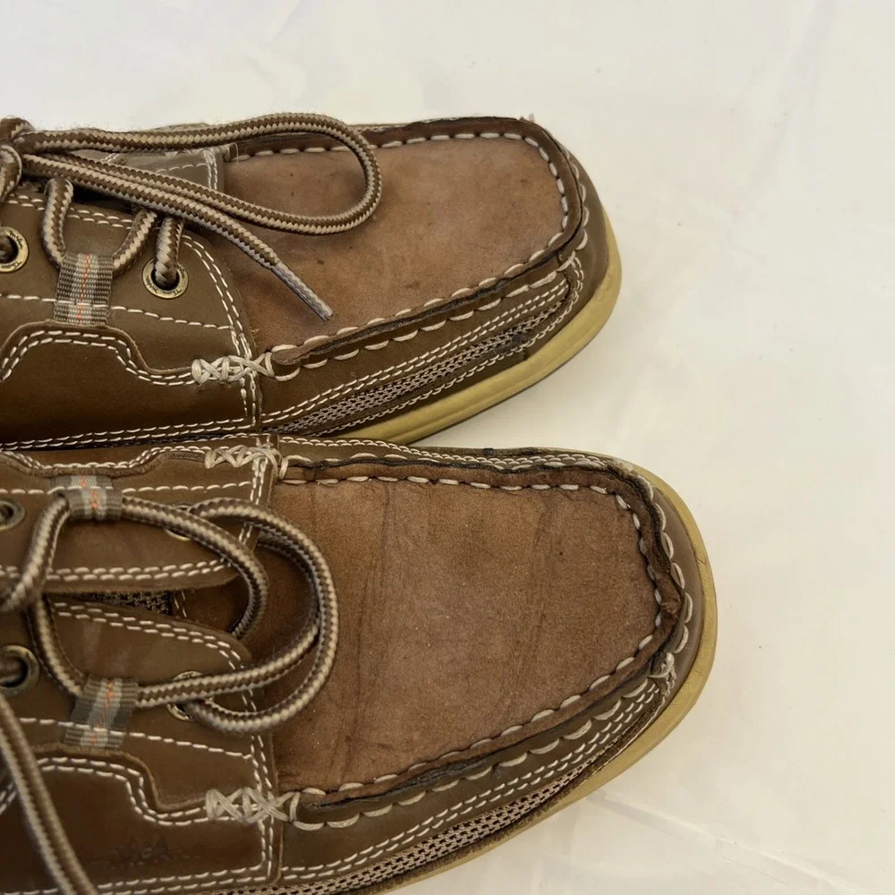Thom McAn KELLAN Mens 8 Leather Boat Shoes Brown Lace Up‎ Casual Loafers 20205
